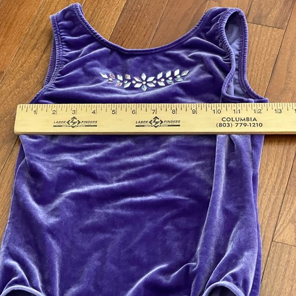 GK Elite Sportswear Purple Velour Gem Front Leotard Size Adult Large - Picture 6 of 11